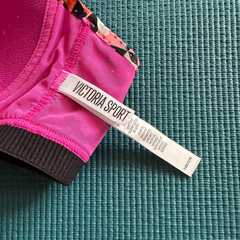 Victoria’s Secret Sport Lightweight Sports Bra 34B Pink Orange Black Patterned - Picture 6 of 6